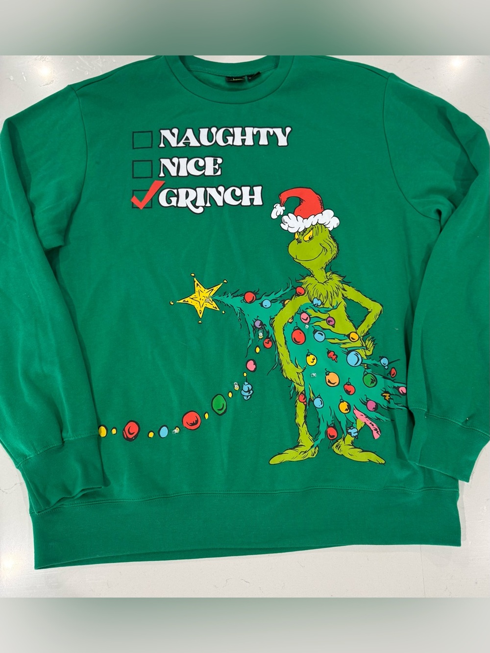Dr. Seuss Light Up The Grinch Men's XL Graphic Sweatshirt Christmas Holiday Top